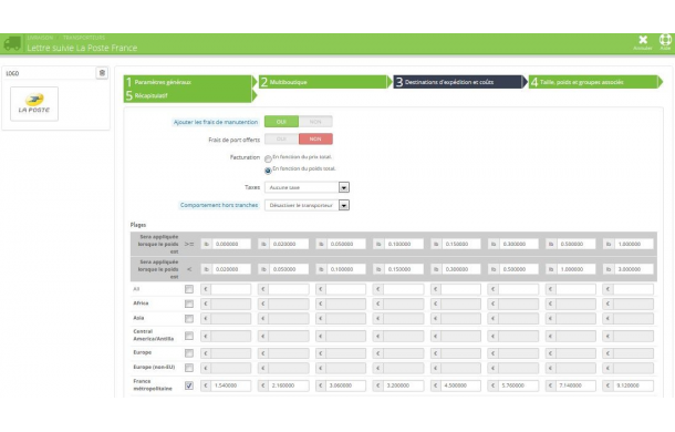Shipping costs La Poste / Colissimo - Addons Prestashop