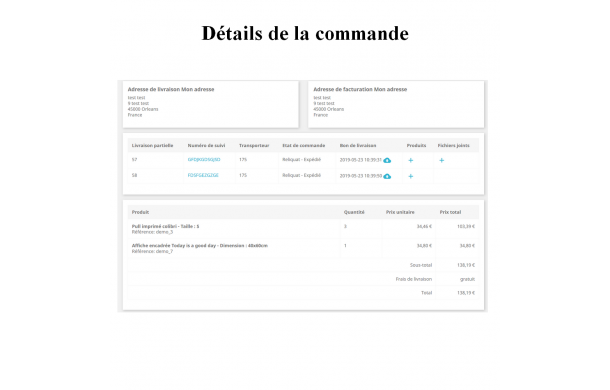 Livraison partielle avancée - Module Prestashop Livraison partielle avancée - Module Prestashop