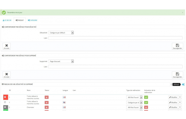 Module SEO 404, 301 produits et catégories supprimés/désactivés - Module Prestashop