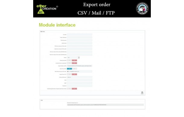 Export de commandes - Module Prestashop
