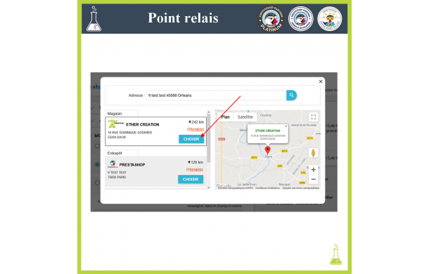 The customer also chooses the relay point of his choice when selecting a carrier via an interactive map. - Addons Prestashop The customer also chooses the relay point of his choice when selecting a carrier via an interactive map. - Addons Prestashop