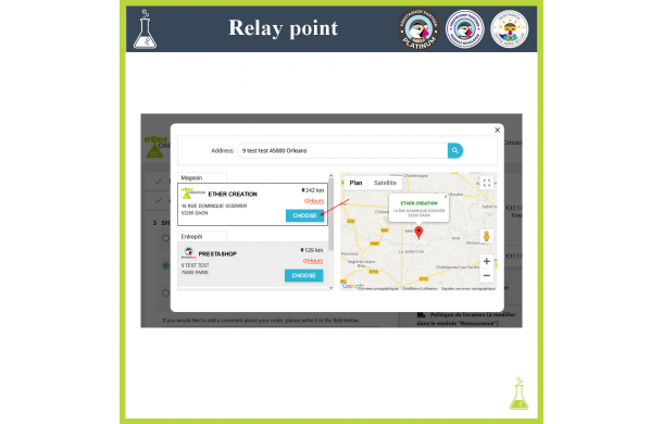 The customer also chooses the relay point of his choice when selecting a carrier via an interactive map. - Addons Prestashop The customer also chooses the relay point of his choice when selecting a carrier via an interactive map. - Addons Prestashop
