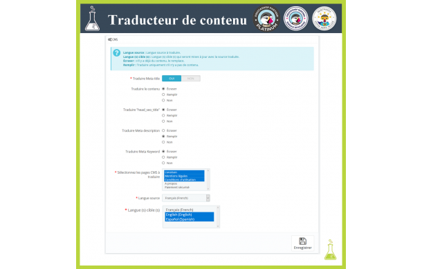 Traducteur de contenu avancé - Module Prestashop