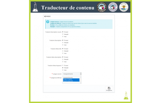 Traducteur de contenu avancé - Module Prestashop