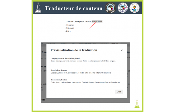Traducteur de contenu avancé - Module Prestashop