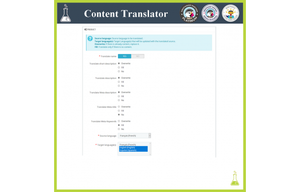 Traducteur de contenu avancé - Module Prestashop