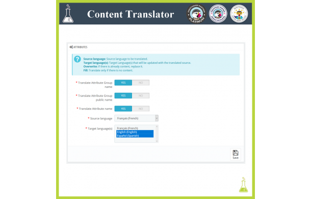 Traducteur de contenu avancé - Module Prestashop
