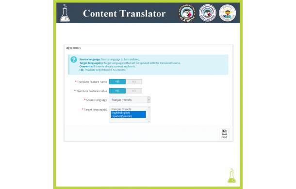 Traducteur de contenu avancé - Module Prestashop