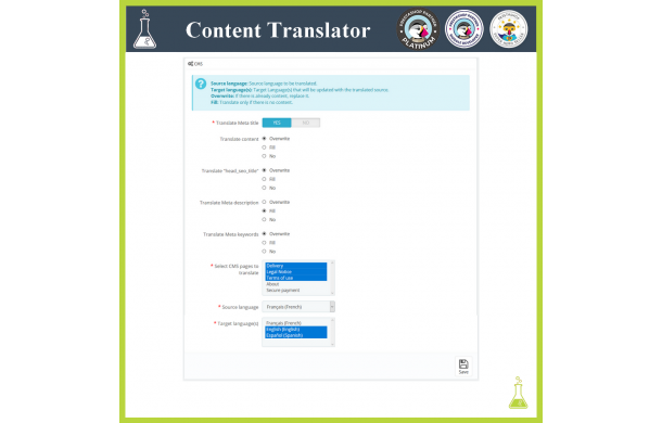 Traducteur de contenu avancé - Module Prestashop