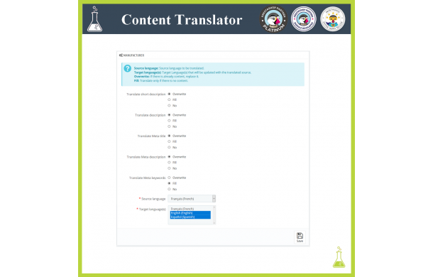Traducteur de contenu avancé - Module Prestashop