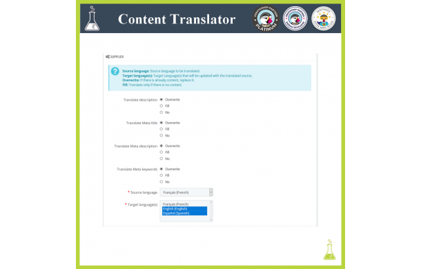 Traducteur de contenu avancé - Module Prestashop