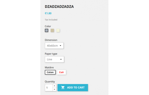 Affichage de déclinaisons/attributs avec stock - Module Prestashop