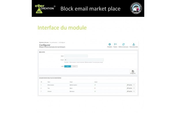 Blocker email marketplaces - Addons Prestashop