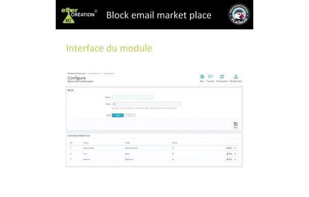 Blocker email marketplaces - Addons Prestashop