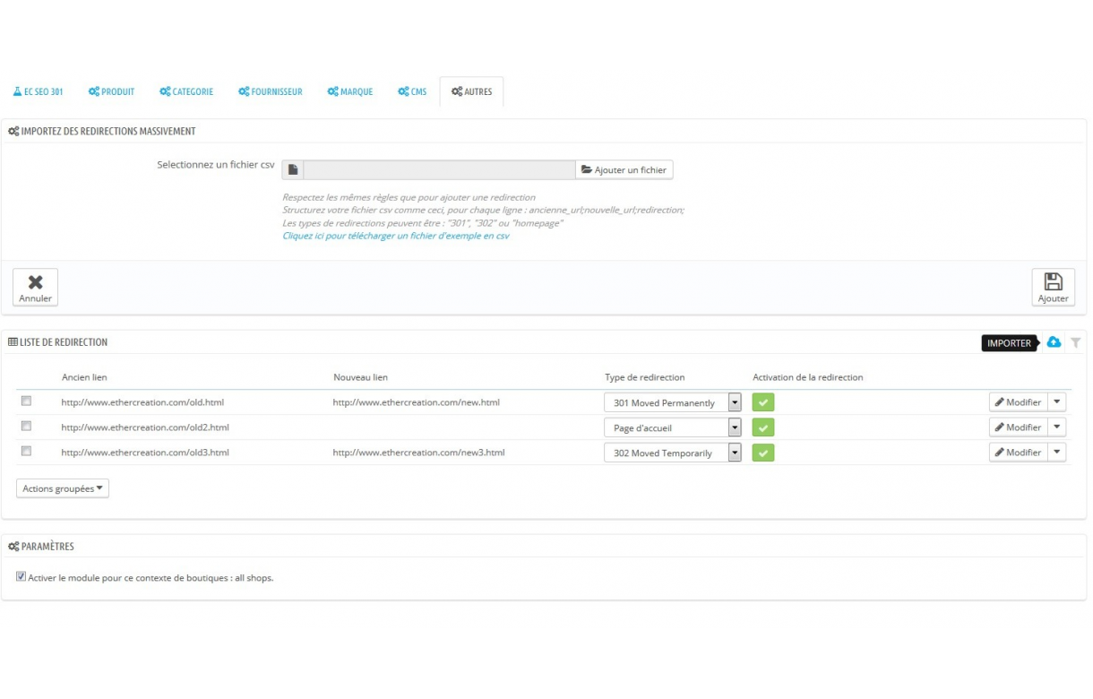 SEO - Automatic 301 redirect of all your 404 - Addons Prestashop