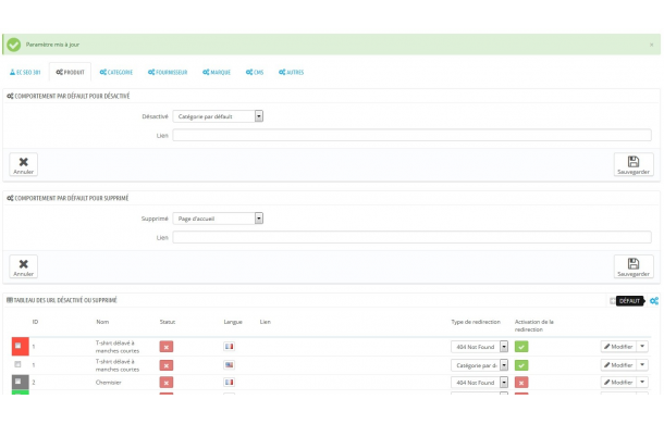 Module 301 SEO - redirection automatique de toutes vos 404 - Module Prestashop