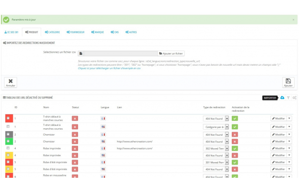 Module 301 SEO - redirection automatique de toutes vos 404 - Module Prestashop