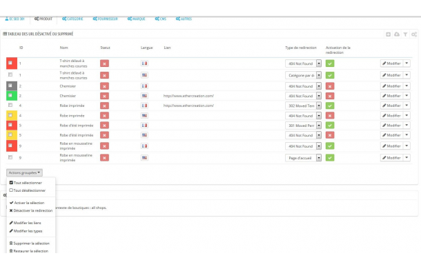 Module 301 SEO - redirection automatique de toutes vos 404 - Module Prestashop