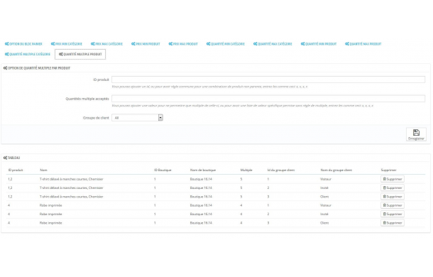 Règle de quantité et prix par groupe (min max multiple) - Module Prestashop