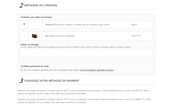 Minimum amount order for several categories - Addons Prestashop