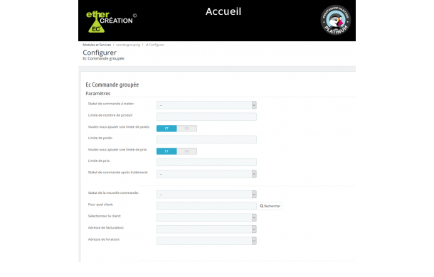 Commande groupée - Module Prestashop Commande groupée - Module Prestashop