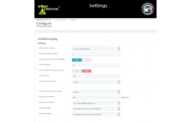 Order grouping - Addons Prestashop