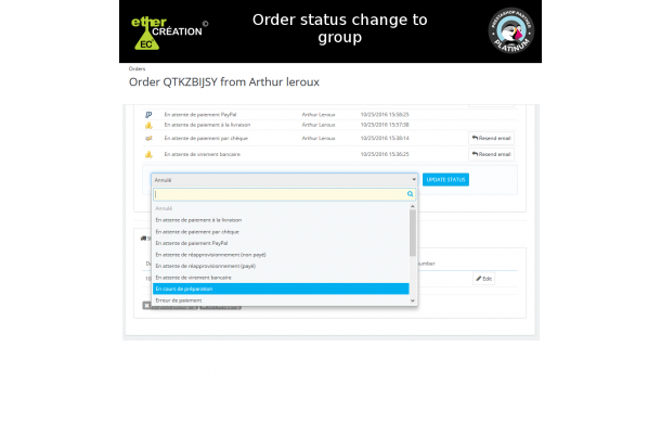 Commande groupée - Module Prestashop Commande groupée - Module Prestashop