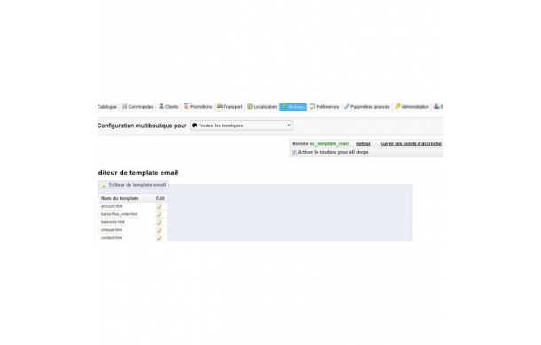 Editeur des templates e-mails - Module Prestashop